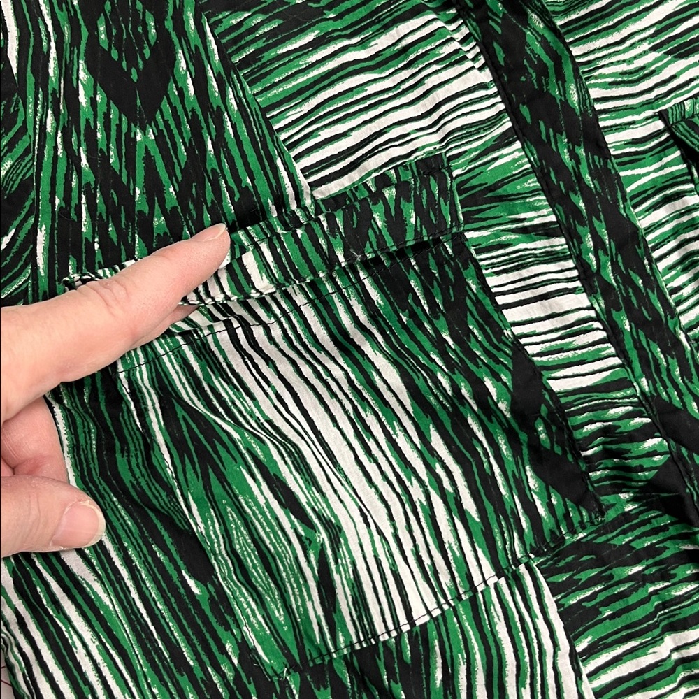 DEREK LAM FOR DESIGN NATION Career Preppy Green Woodgrain Cotton Shirtdress S - Picture 9 of 16